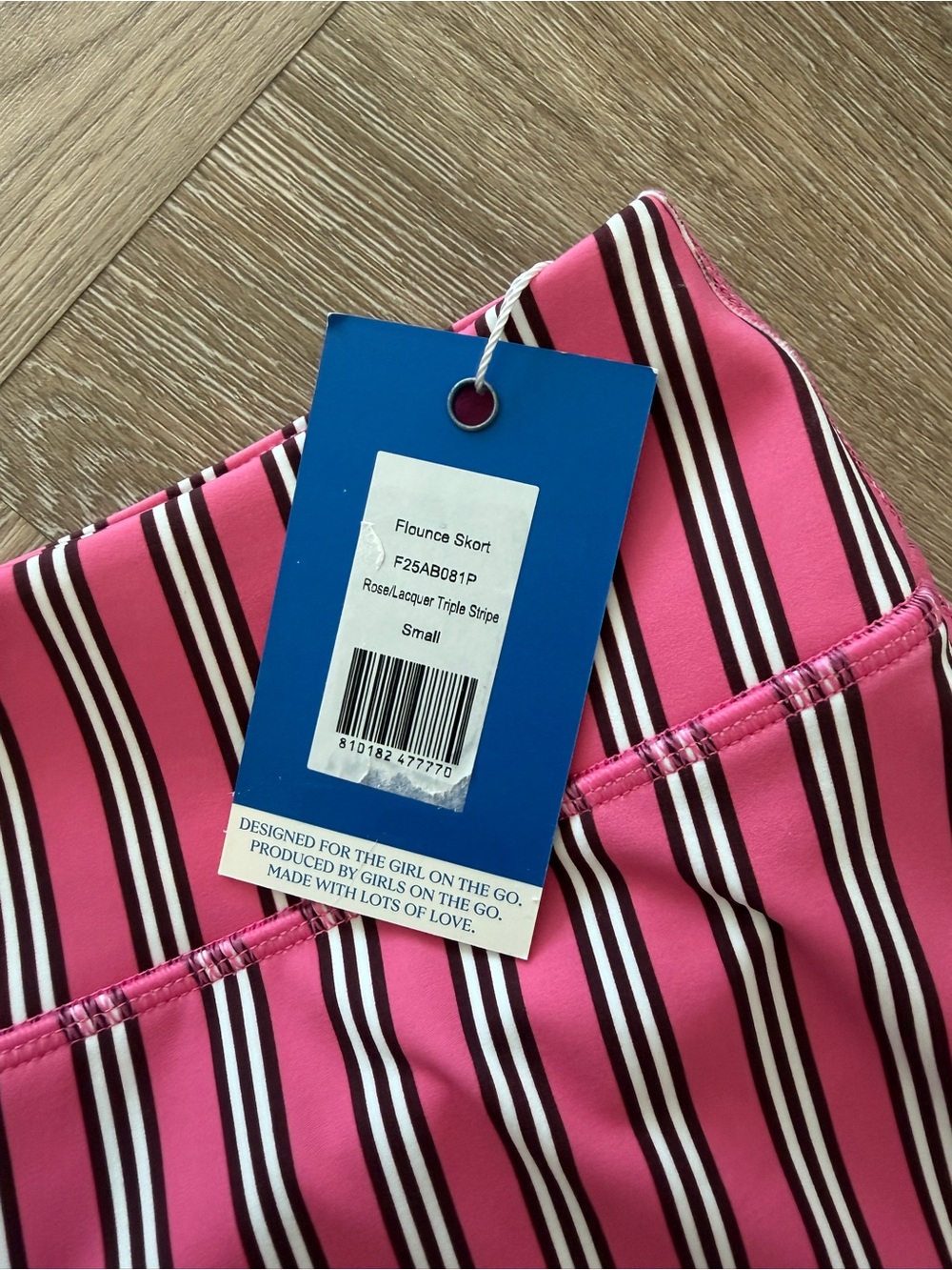 NWT Addison Bay Flounce Skort in Rose/Lacquer Stripe Pink and Burgundy Size S - Picture 6 of 10